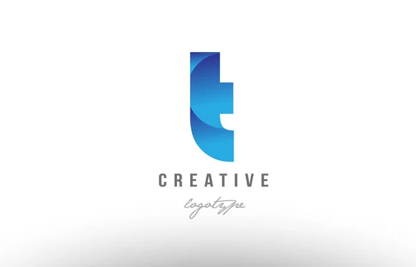 T alfabeto gradiente azul letra logotipo ícone design — Vetor de Stock