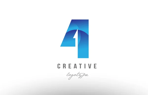 4 quatre chiffres de chiffre de gradient bleu logo icône design — Image vectorielle