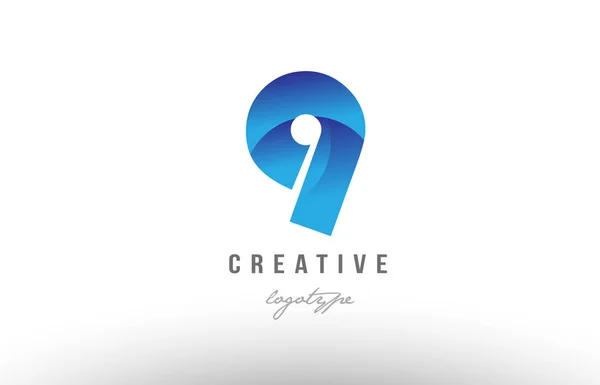 9 neuf bleu gradient nombre chiffre chiffre logo icône conception — Image vectorielle
