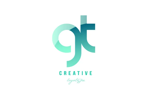 Green gradient pastel modern gt g t alphabet letter logo combina — Stock Vector