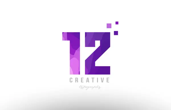 Logo numéro rose 12 avec carrés — Image vectorielle