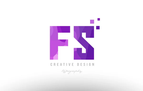 Fs f s alfabeto rosa letra logotipo combinação com quadrados — Vetor de Stock