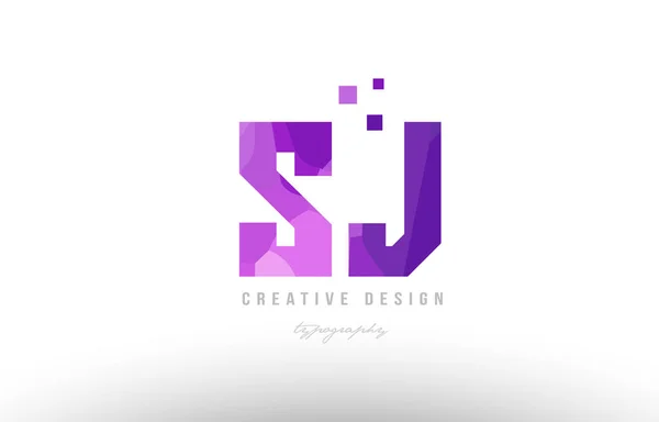 SJ s j růžová abeceda kombinace písmen logo s kosočtverci — Stockový vektor