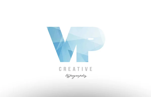 Vp v p bleu lettre alphabet polygonale logo icône combinaison — Image vectorielle