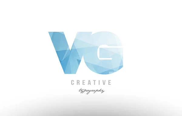 VG v g blauwe veelhoekige alfabet letter logo pictogram combinatie — Stockvector