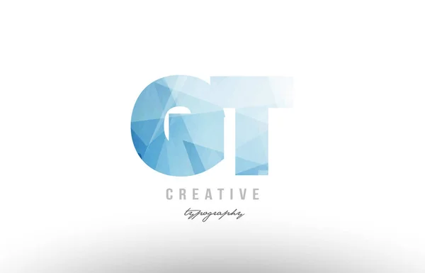 Gt g t blue polygonal alphabet letter logo icon combination — Stock Vector