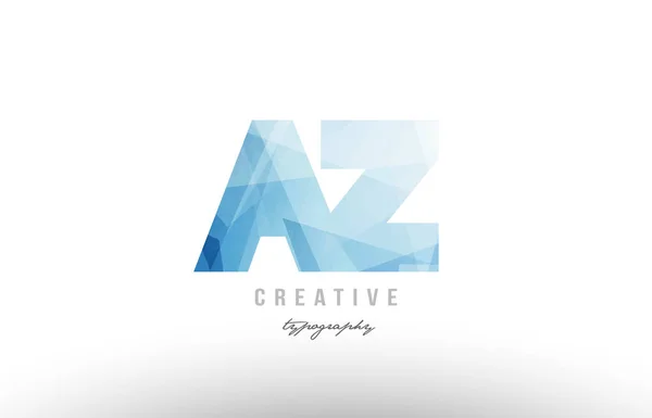 Az a z blue polygonal alphabet letter logo icon combination — Stock Vector