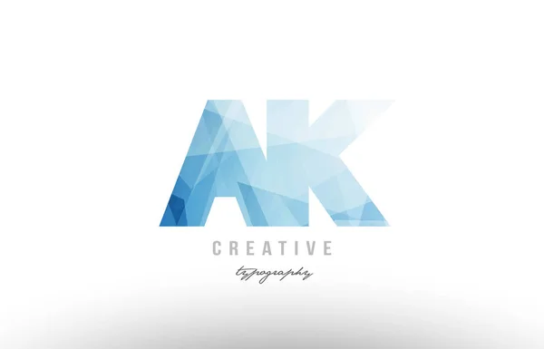 Ak a k bleu lettre alphabet polygonale logo icône combinaison — Image vectorielle