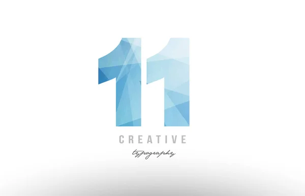 11 bleu numéro polygonal logo icône design — Image vectorielle