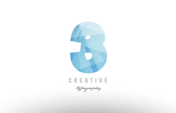 3 drei blaue polygonale Zahl Logo-Symbol-Design — Stockvektor