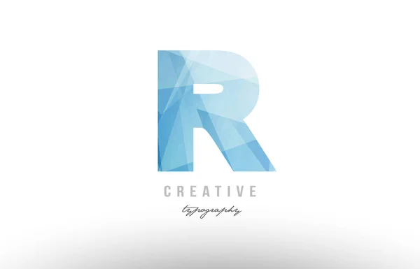 R azul alfabeto poligonal letra logotipo ícone design — Vetor de Stock