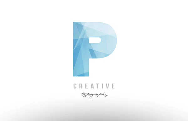 P blu alfabeto poligonale lettera logo icona design — Vettoriale Stock
