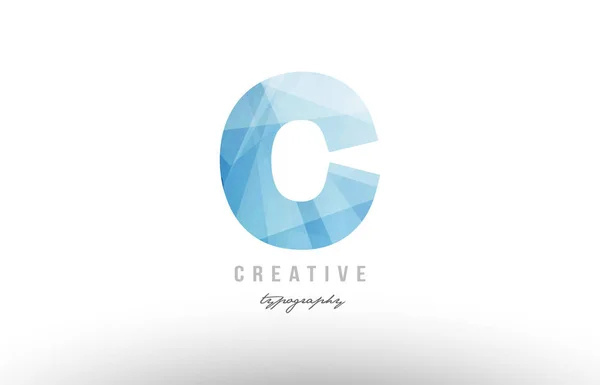 C blue polygonal alphabet letter logo icon design — Stock Vector