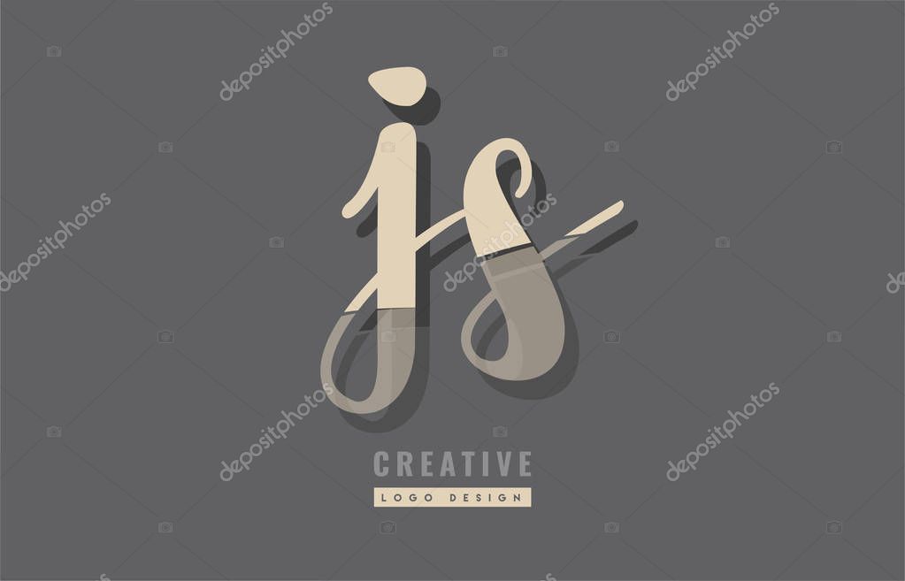 Design of alphabet letter combination js j s logo suitable as an icon for a company or business