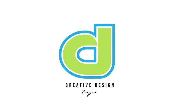 Blauw groen alfabet letter d logo pictogram ontwerp — Stockvector