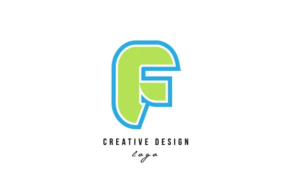 Azul verde alfabeto letra f logotipo ícone design —  Vetores de Stock