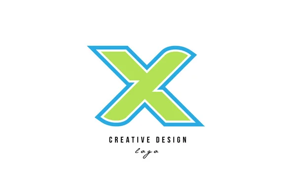 青い緑アルファベット x ロゴ アイコン デザイン — ストックベクタ