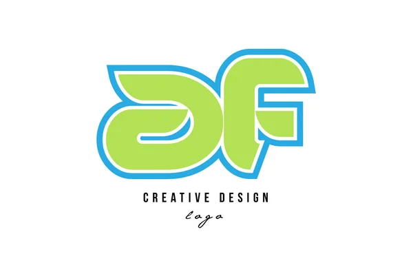 Azul verde alfabeto letra af um f logotipo ícone design —  Vetores de Stock