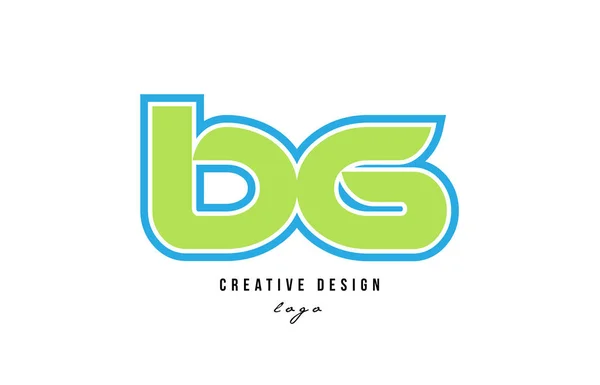 Yeşil Alfabe harf bg b g logo simge tasarım mavi — Stok Vektör