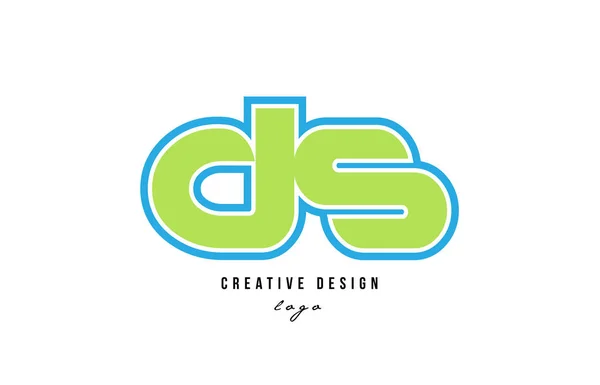 Bleu vert lettre alphabet ds d s logo icône design — Image vectorielle