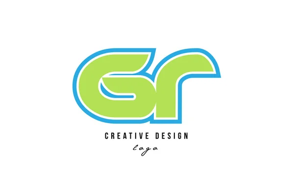 Azul verde alfabeto letra gr g r logotipo ícone design —  Vetores de Stock