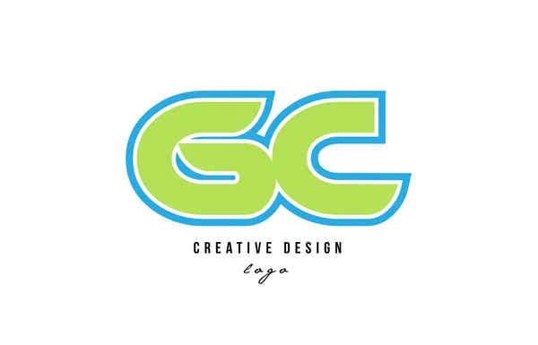 Azul verde alfabeto letra gc g c logotipo ícone design —  Vetores de Stock