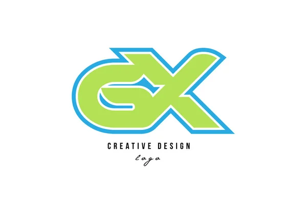 Modrá zelená abeceda dopisu gx g x logo ikonu design — Stockový vektor