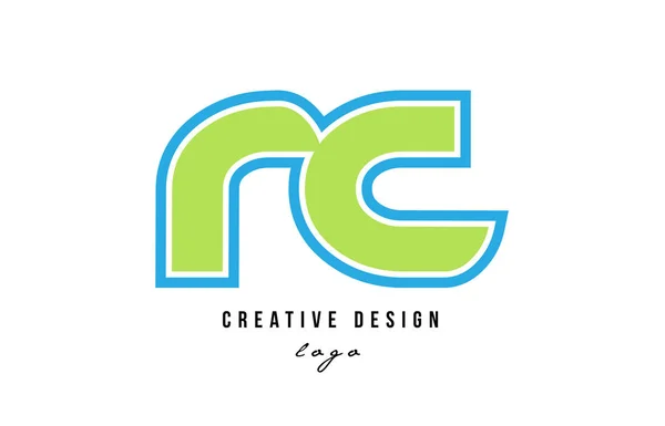 Azul verde alfabeto letra rc r c logotipo ícone design —  Vetores de Stock
