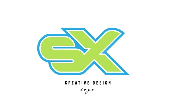 Modrá zelená abeceda písmeno sx s x logo ikonu design — Stockový vektor