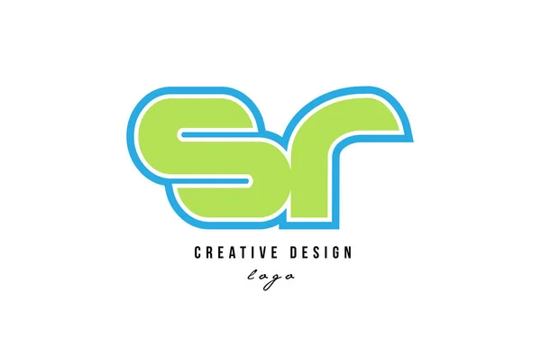 Blue green alphabet letter sr s r logo icon design — Stock Vector