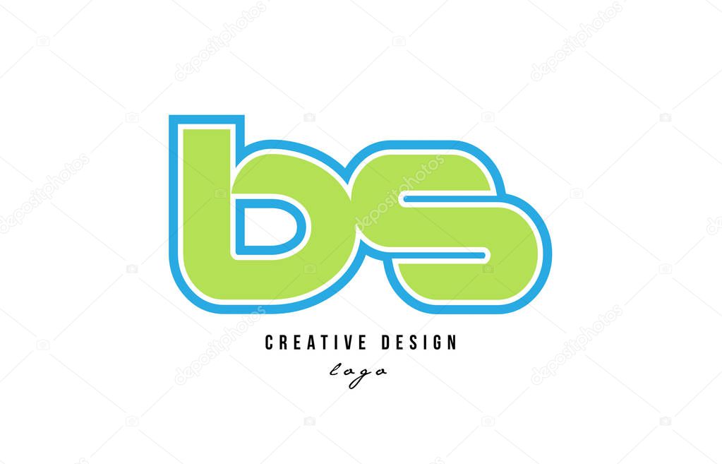 Blue green alphabet letter bs b s logo design suitable for a company or business