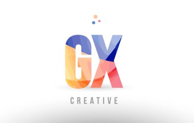 Turuncu mavi Alfabe harf gx g logo simge tasarım noktalı x