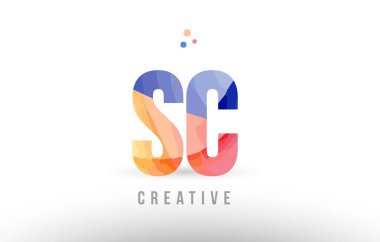 Turuncu mavi Alfabe harf sc s c logo simge tasarım noktalı