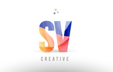 Turuncu mavi Alfabe harf sv s v logo simge tasarım noktalı