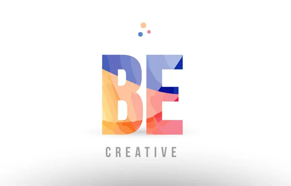 Být oranžová modrá abeceda písmeno b e logo ikonu design s tečkami — Stockový vektor