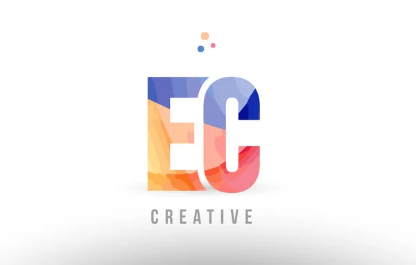 Alphabet bleu orange lettre ec e c logo icône design avec des points — Image vectorielle