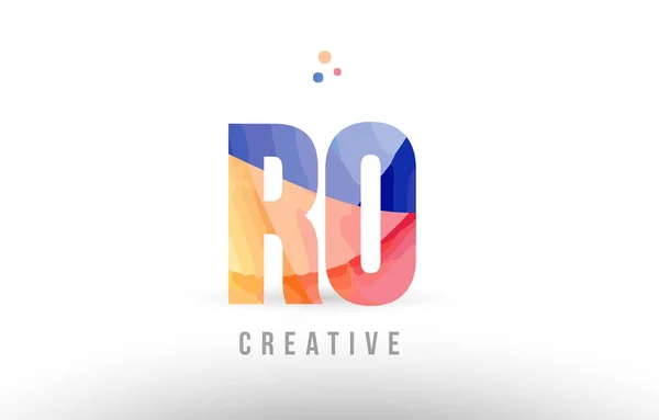 Letra azul anaranjado alfabeto ro r o logotipo icono de diseño con puntos — Vector de stock