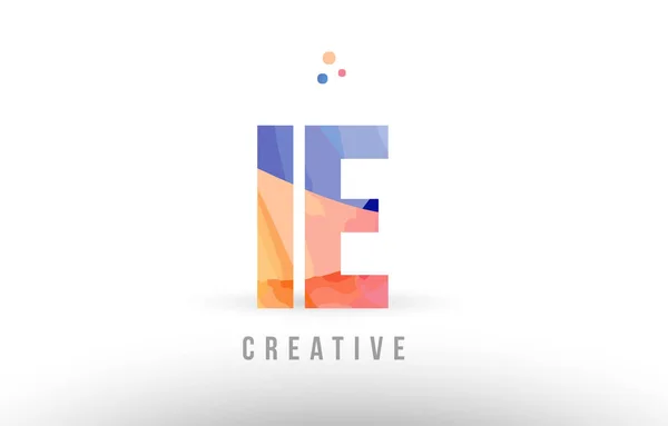 Orange blue alphabet letter ie i e logo icon design with dots — стоковый вектор