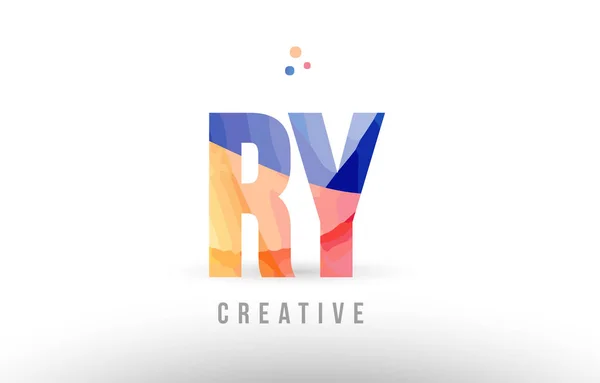 Naranja azul alfabeto letra ry r y logo icono de diseño con puntos — Vector de stock