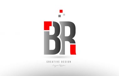 Kırmızı gri Alfabe harf br b r logo birlikte simgesi tasarım