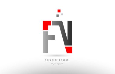 Kırmızı gri Alfabe harf fn f n logo birlikte simgesi tasarım