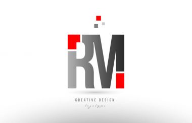 Kırmızı gri Alfabe harf rm r m logosu kombinasyonu simgesi tasarım