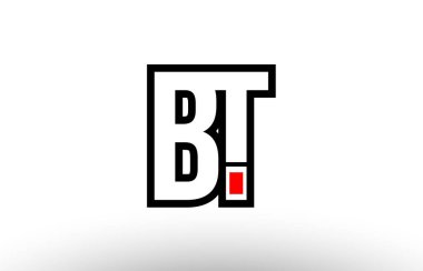 Kırmızı ve siyah Alfabe harf bt b t logo birlikte simge desig