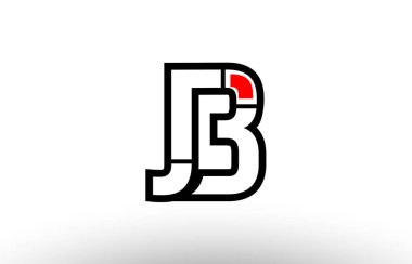 Kırmızı ve siyah Alfabe harf jb j b logo birlikte simge desig