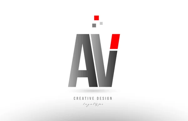 Huruf alfabet abu-abu merah av sebuah logo kombinasi desain ikon - Stok Vektor