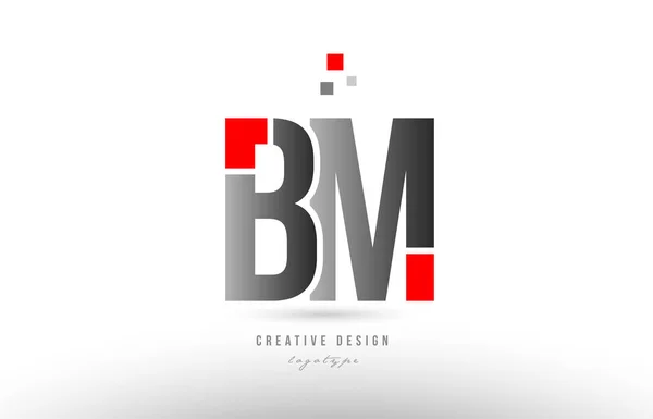 Rouge gris lettre alphabet bm b m logo combinaison icône design — Image vectorielle