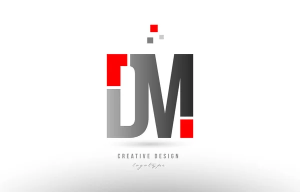 Rouge gris lettre alphabet dm d m logo combinaison icône design — Image vectorielle