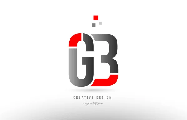 Vermelho cinza alfabeto letra gb g b logotipo combinação ícone design —  Vetores de Stock