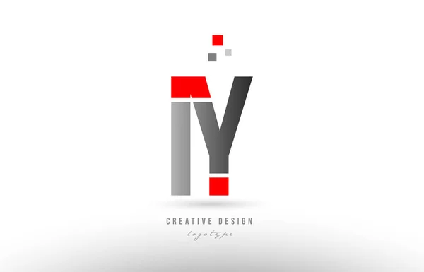 Rouge gris lettre alphabet iy i y logo combinaison icône design — Image vectorielle