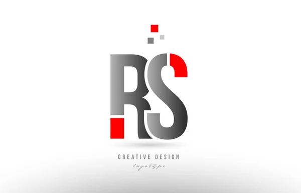 Rojo gris alfabeto letra rs r s logotipo combinación icono diseño — Vector de stock